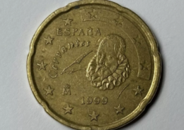 SPAIN ESPANA 20 EURO CENT 3500$ 1999 COIN CERVANTES – RARE